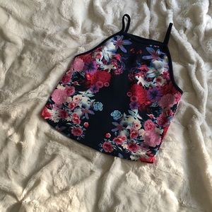 Cropped halter top with flower print from rue 21